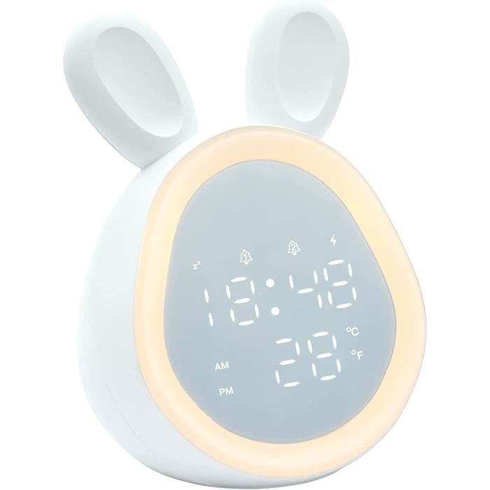 Horloge Réveil Enfant Avec Veilleuse RGB Et 7 Alarmes Mignonnes – Couleurs Changeantes