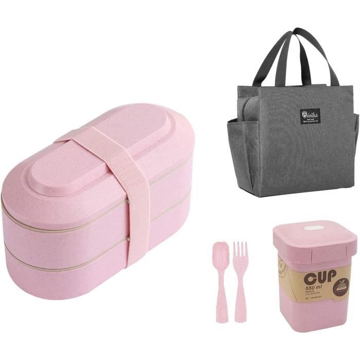 Boite Bento Isotherme Adultes Enfants Boîte Repas Bento Acier Inoxydable - 2 Compartiments Isotherme Rose Boîte Repas Adulte Enfant