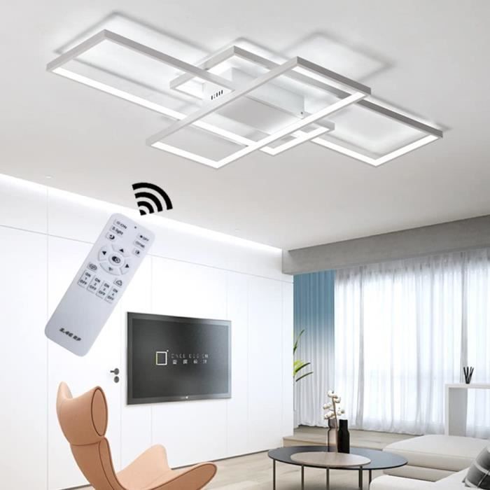Plafonnier LED ZAITINZ 50W 3000lm – 6 Pétales RGB Dimmable – Télécommande 3000-6000K – Blanc