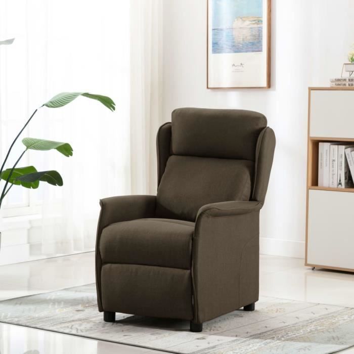 fauteuil relaxation inclinable - fauteuil relax confortable fauteuil chaises de salon - marron tissu