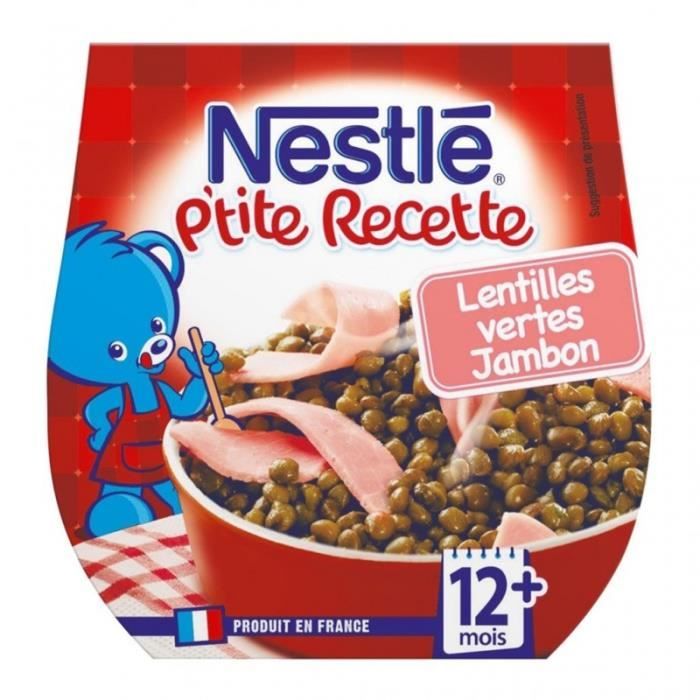 Nestle P Tite Recette Lentilles Vertes Jambon 12 Mois Par 2 Pots De 0g Lot De 6 Soit 12 Pots Cdiscount Au Quotidien