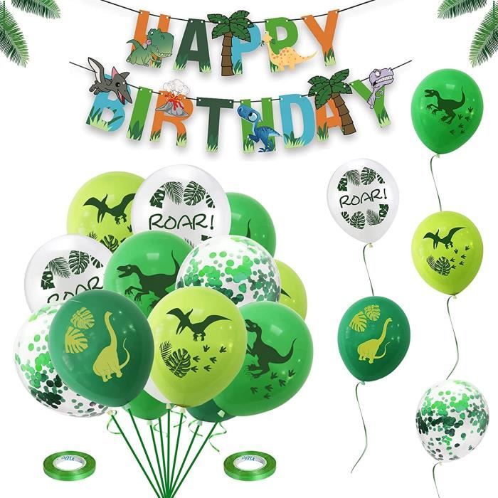 Set Déco Anniversaire Dinosaure – 60 Pièces : Ballons, Bannière, Toppers, Plateau – Thème Jurassic – Fête Enfant