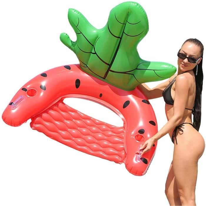 Flotteur Piscine Gonflable XL Pour Bronzage - 215x144 Cm, 2 Places, PVC épais, Appui-tête Amovible, Porte-gobelets