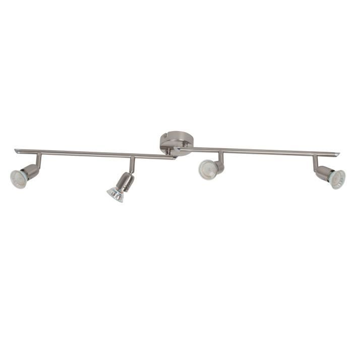 Plafonnier barre - BRILLIANT - Loona - Acier - 4 lumières - Gris Plafonnier barre - BRILLIANT - Loona - Acier - 4 lumières - Gris