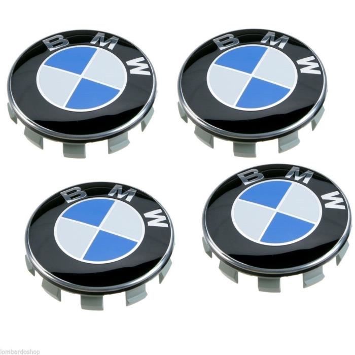 4 x centres de roue 68mm logo embleme bleu blanc cache moyeu
