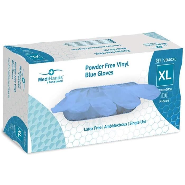 100 Gants En Vinyle Jetables Sans Poudre - Taille Extra-large, Transparents, Sans Latex, Pour Cuisine Et Nettoyage