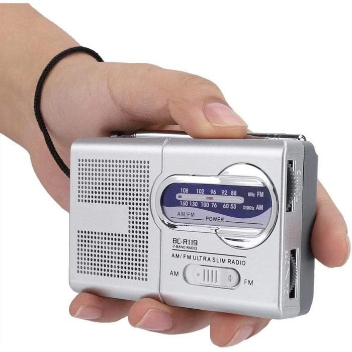 Radio Portable Compacte AM/FM BC-R119 - Antenne Télescopique - Haut-Parleur Intégré - Piles AA Non Incluses