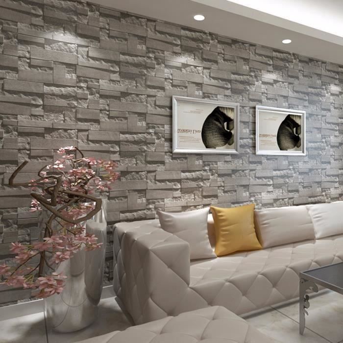Mur de rouleaux de papier brique motif décoration salon intérieur pratique 