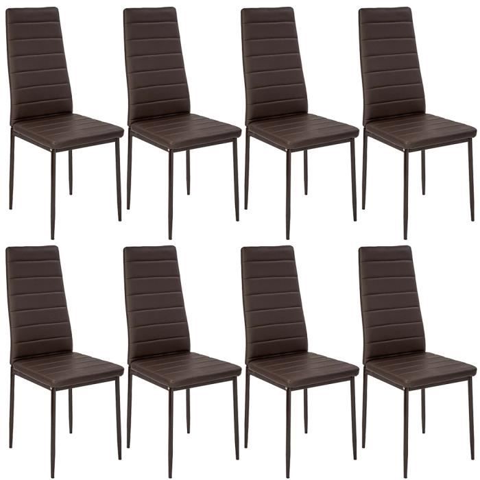 AYUNS Lot de 8 chaises de salle à manger en simili marron  Style