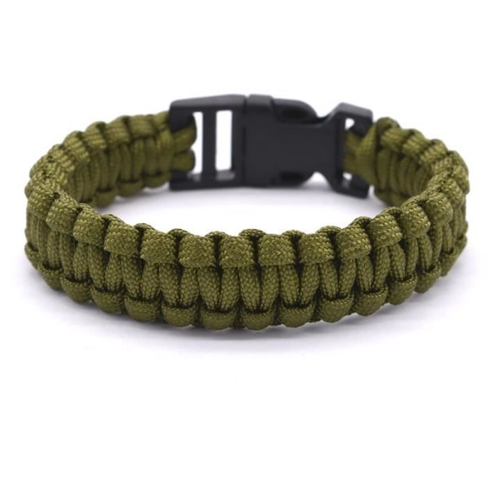 Bracelet Survie Paracorde Rouge - Boucle Acier Inox Réglable - Résistance 249 Kg - Camping Randonnée