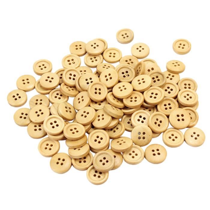 Beige Homyl 100 pieces /Étiquette Boutons en Bois /à 2 Trous DIY Tag Cadeau pour Coudre D/écoration Craft Marron