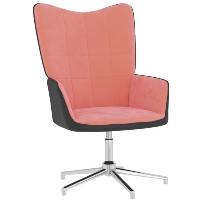 fauteuil de relaxation - jill - chaise salon - rose velours et pvc - 62x68x98cm fr6163