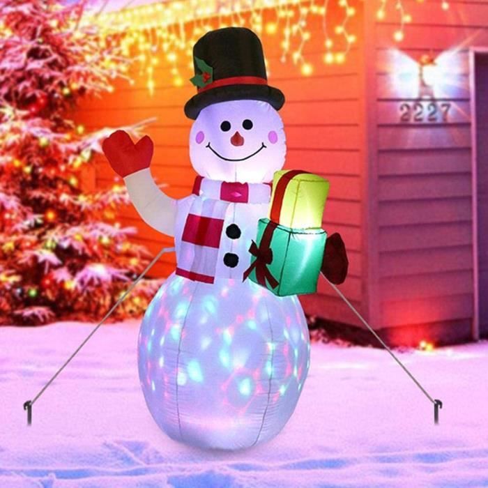 Bonhomme de neige gonflable de Noël éclairé de 4,92 pieds de haut,  décorations de jardin géantes avec lumières LED rotatives, [1213] -  Cdiscount Maison
