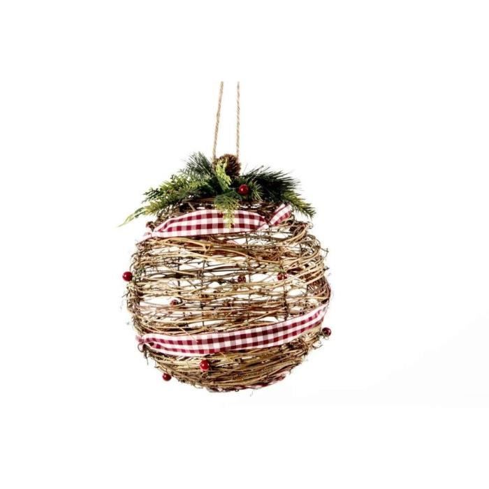 Boule de Noël avec ruban marron en rotin Ø 20 cm - Cdiscount Maison