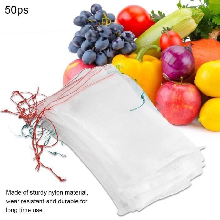 100 sacs de protection pour fruits - Sacs à fruits en filet vert (15 x 20 cm) pour arbres