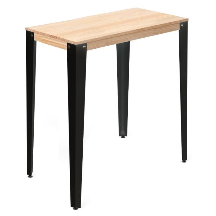 table mange debout lunds - box furniture - noir - style scandinave - métal et bois massif - 70x39x110cm