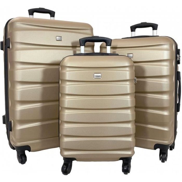 5806 ABS Valise Taille Cabine et Vanity Case Champagne 