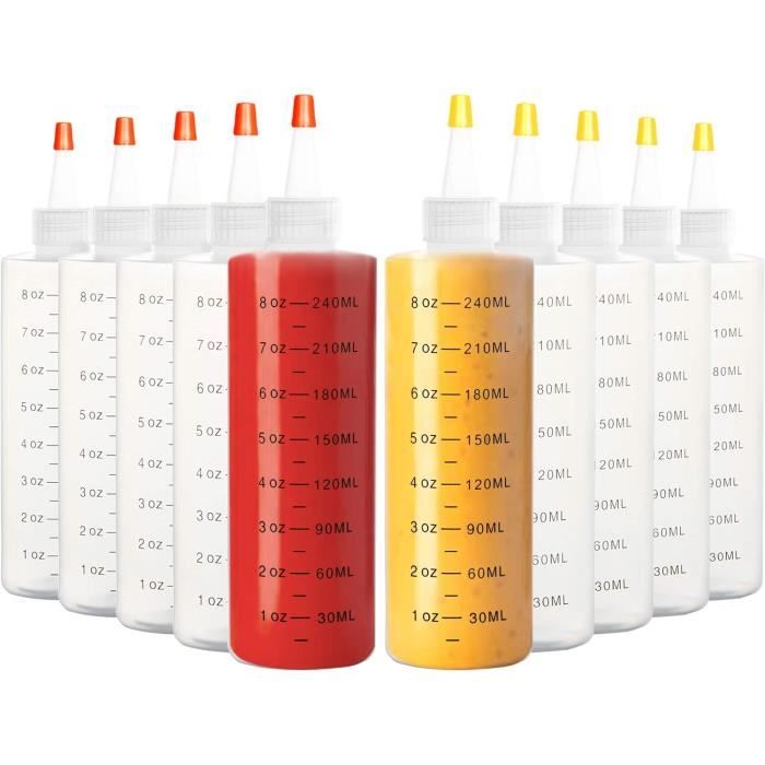 VALICLUD - Bouteille à Condiments Carrée 1000 Ml, PP Transparent - Large Ouverture, Distributeur à Sauce
