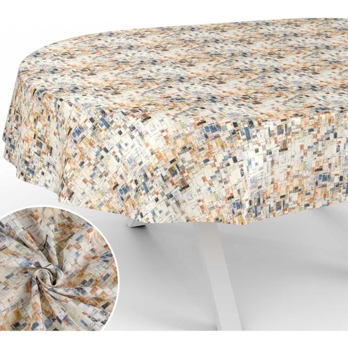 ANRO Nappe en tissu lavable - En coton et polyester - otif fleurs de Noël - Ovale - 180 x 140