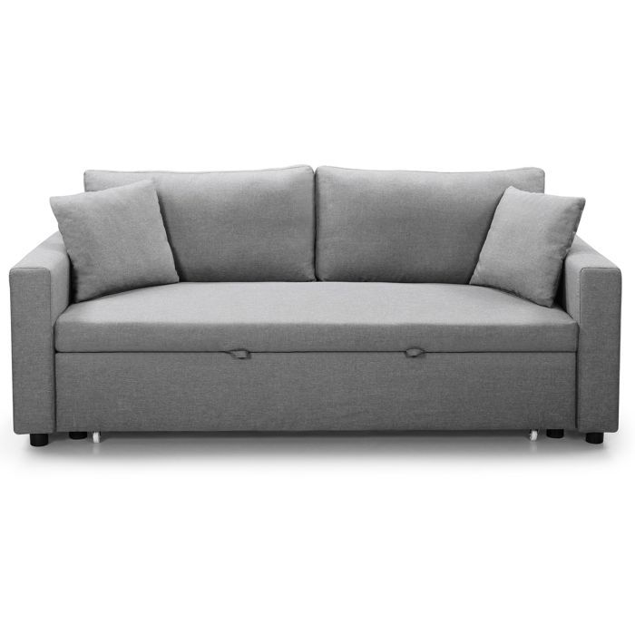 MENZZO Canapé 3 places Convertible Saphir Tissu Gris Clair -L190 x P83 x H90 cmSurface de couchage : 120 x 162 cm MENZZO Canapé 3 places Convertible Saphir Tissu Gris Clair -L190 x P83 x H90 cmSurface de couchage : 120 x 162 cm
