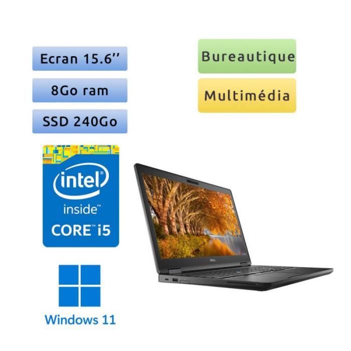 Dell Latitude 5590 – Windows 11 – i5 8Go 240Go SSD – 15.6 – Webcam – Ordinateur Portable PC
