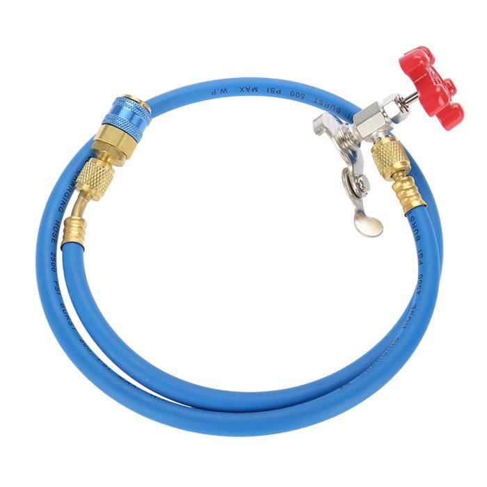 Topincn Tuyau Remplissage Réfrigérant 1.5m - 600 PSI - 1/4" SAE - Compatible R22, R134a, R12, R50