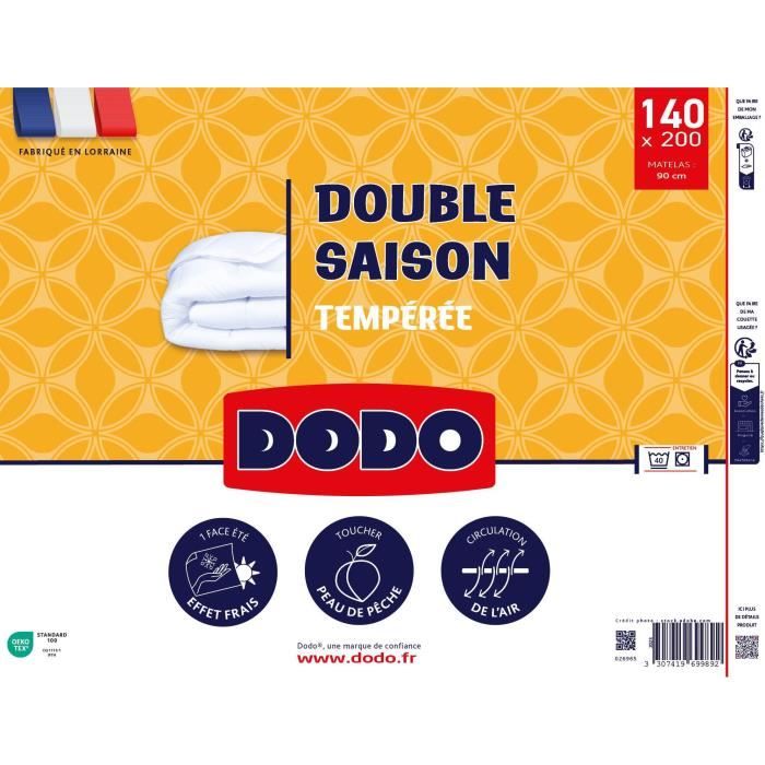 Couette Tempérée DODO - Double Saisons 300 gr/m² -140 x 200 cm - Blanc