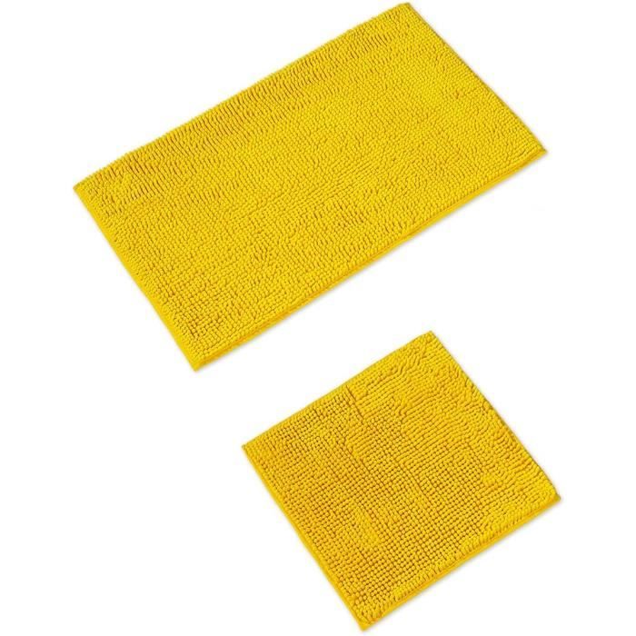 Tapis De Bain 2 Pièces WohnDirect - Antidérapant Lavable Machine Avec Encoche WC Gris