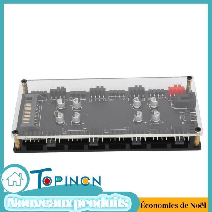 Hub Ventilateur PC ECSiNG 8 Voies PWM 12V - Contrôleur Vitesse Avec Port 6 Broches