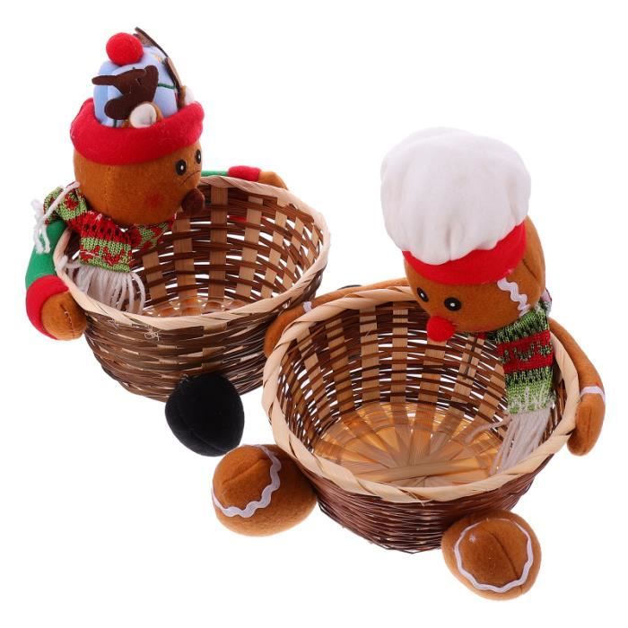 2pcs paniers de collations de bonbons de Noël ornements de bureau de décor  de panier pique-nique repas nomade