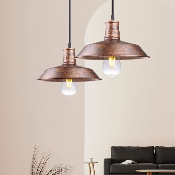 Lampe Suspendue Antique En Fer Et Métal Suspension Luminaire Rétro Plafonnier Moderne Noir - Lustre - Suspension