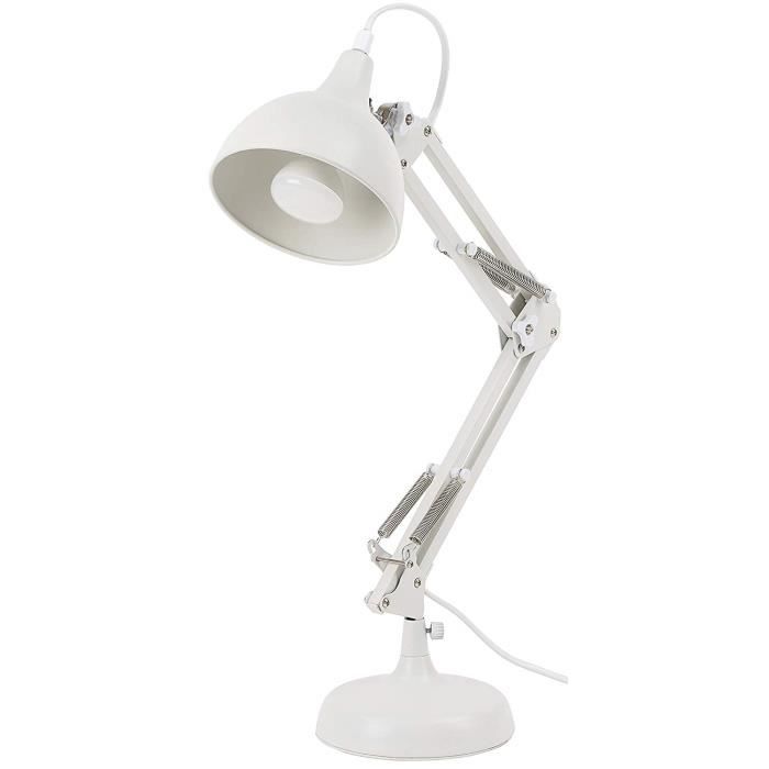 BRUBAKER - Lampe de bureau/de table - Design industriel/classique - Métal - Hauteur jusqu'à 53 cm - Blanc
