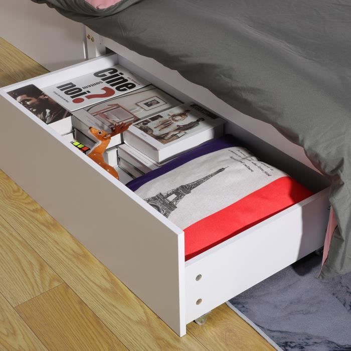 Children/'s Beds Home Dimensions 180 x 64 cm pour lit 190 x 90 cm Rangement sous le lit couleur gris Tiroirs simples