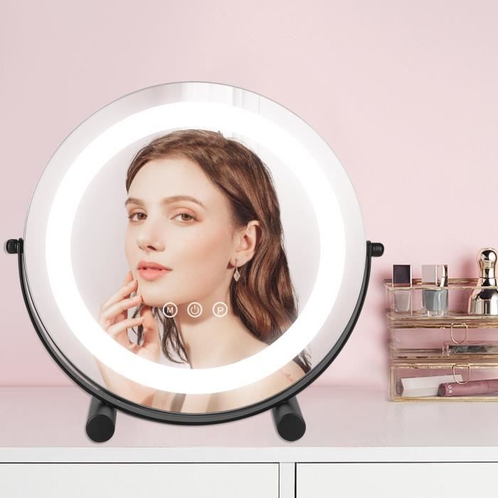 Miroir De Maquillage Rechargeable 72 LED - Éclairage Tactile 3 Couleurs, Rotation 125°, Pliable Et Portable