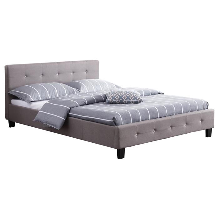 rev/êtement synth/étique Gris t/ête et Pied de lit capitonn/és avec Strass IDIMEX Lit Simple pour Adulte ou Enfant TICO Couchage 90 x 190 cm avec sommier 1 Place 1 Personne