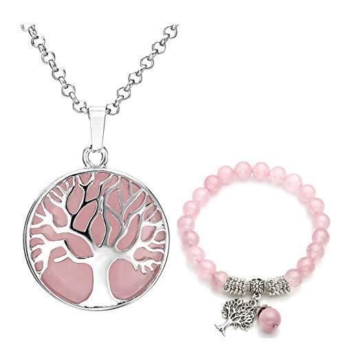 Fashion Améthyste Opalite Perles Pendentif Tour de cou chaîne de Guérison Cristal Collier