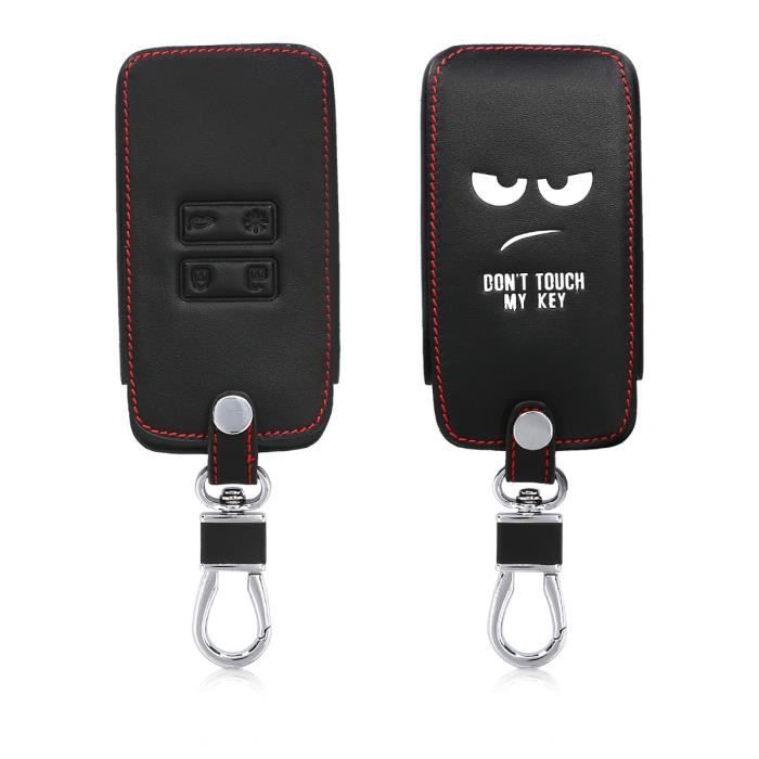 kwmobile Accessoire Clef de Voiture Compatible avec Renault Smart Key 4-Bouton Keyless Go Uniquement Bleu foncé - Coque de Clé de Voiture en Suède