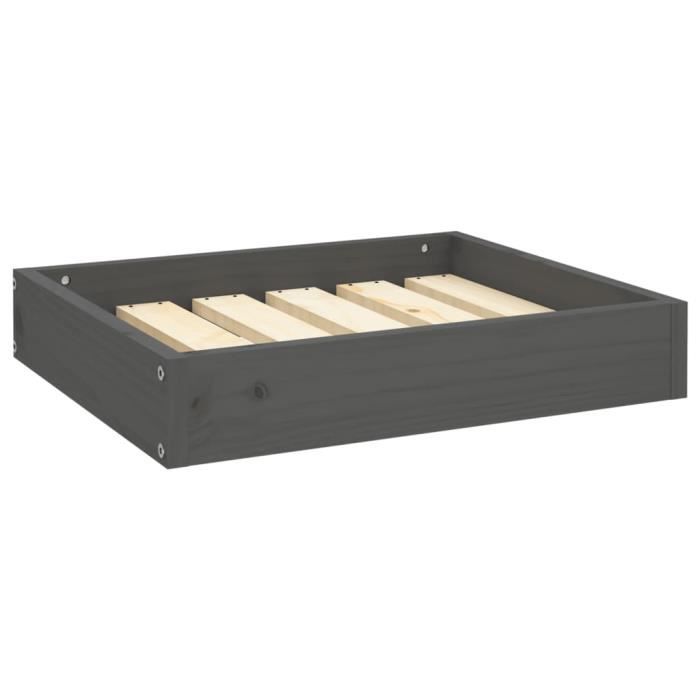 Lit pour chien - LY1476 - Bois de pin massif - Gris - 51,5x44x9 cm - Intérieur