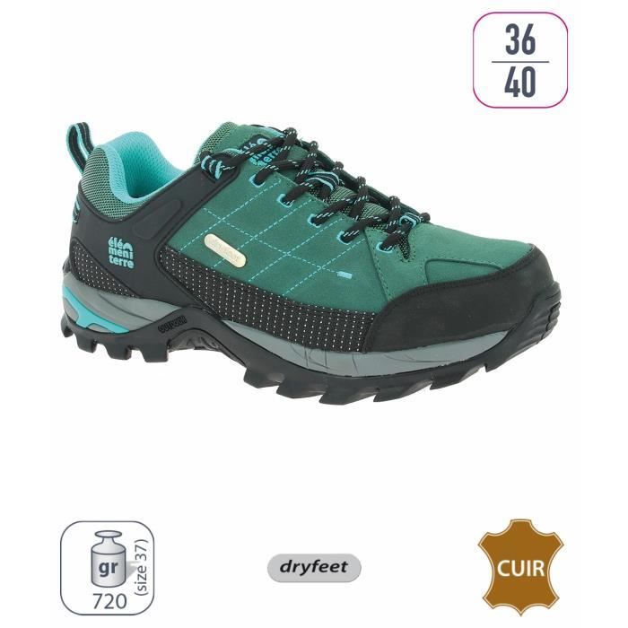 chaussures de marche de randonnée tige basse élémenterre sonora - vert - 36