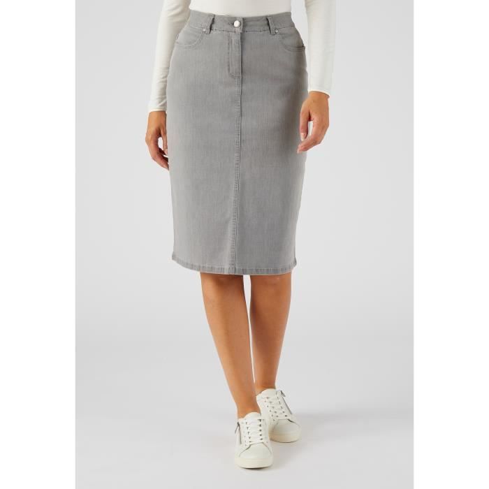 jupe - damart - jupe droite perfect fit by damart - gris clair