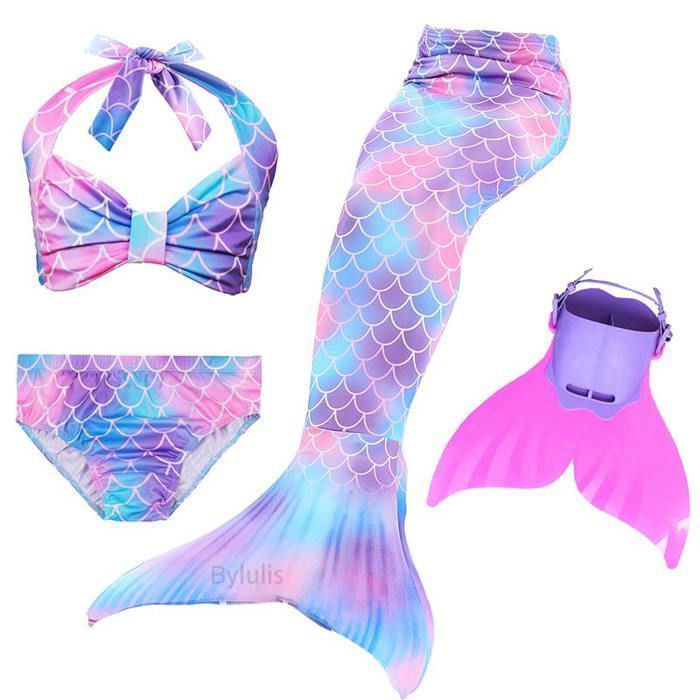 Deguisement Ariel Queue De Sirene Enfant Fille Avec Monopalme Pour Nager Natation Costume Sirene Maillot De Bain Dh48m Dh48 Cdiscount Pret A Porter