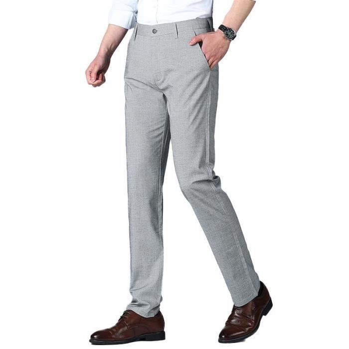 Pantalon Homme Léger en Coton et Lin Taille standard élastiquée Casual  Couleur unie Gris - Cdiscount Prêt-à-Porter