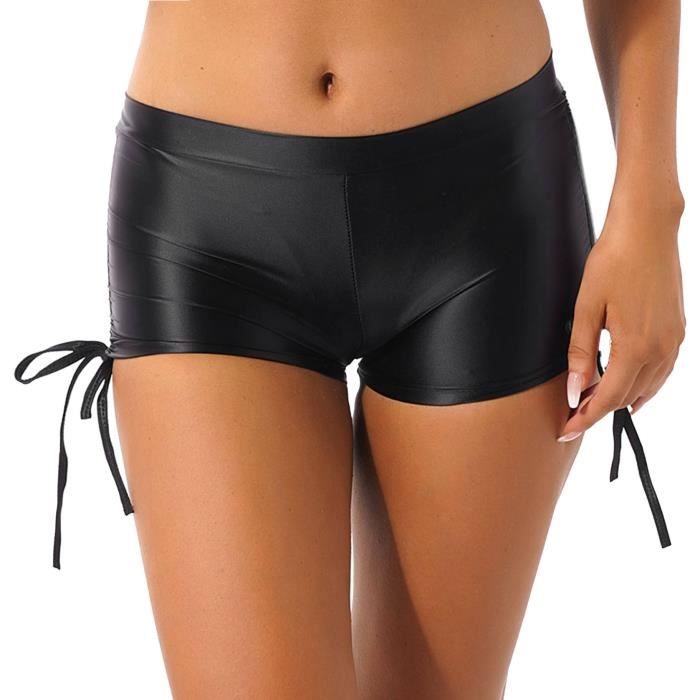 Iixpin Mini Short Sexy Femme Pantalon Court Collant Huile Brillant Clubwear  Noir Noir - Cdiscount Prêt-à-Porter