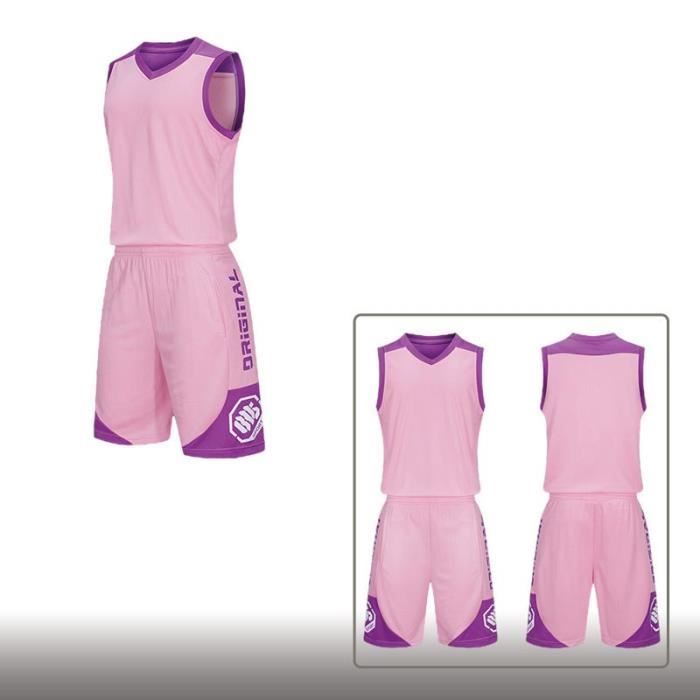 Ensemble Maillot et Short Basket-Ball Enfant - Rose - Training Sport - Séchage Rapide - Respirant