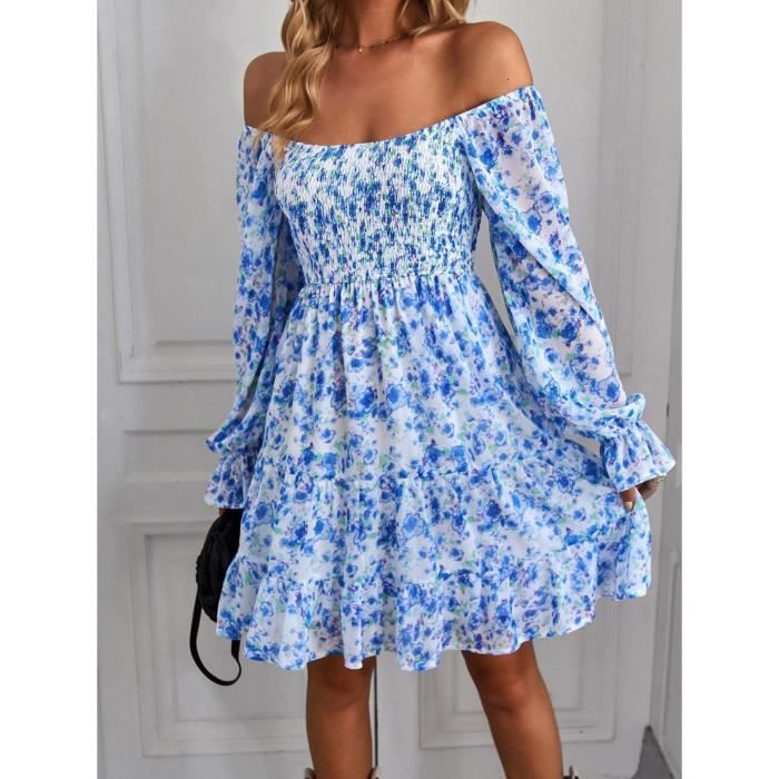Robe Bohème Femme SYDUZAX - Robe Fleurie à Bretelles Spaghetti - Style Décontracté Plage Ou Ville
