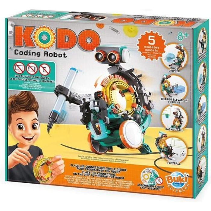 Robot Kodo - BUKI FRANCE - Assemble et programme ton robot pour dessiner, jouer au basket-ball et au football
