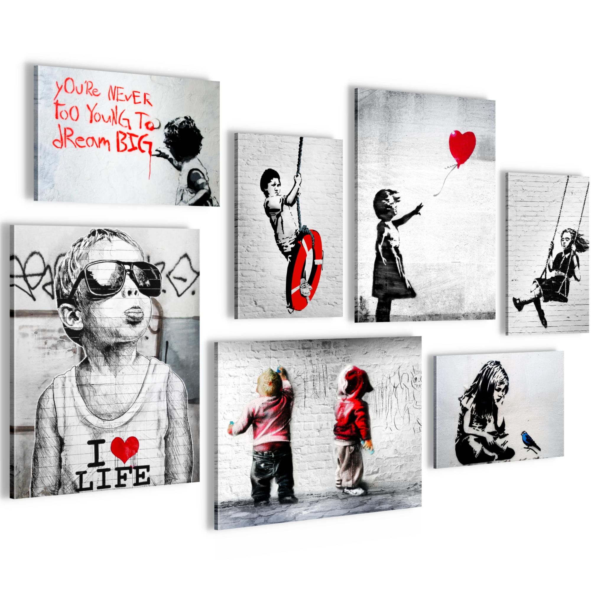 Runa art Tableau Décoration Murale Banksy Singes Sacs D'argent 200x100