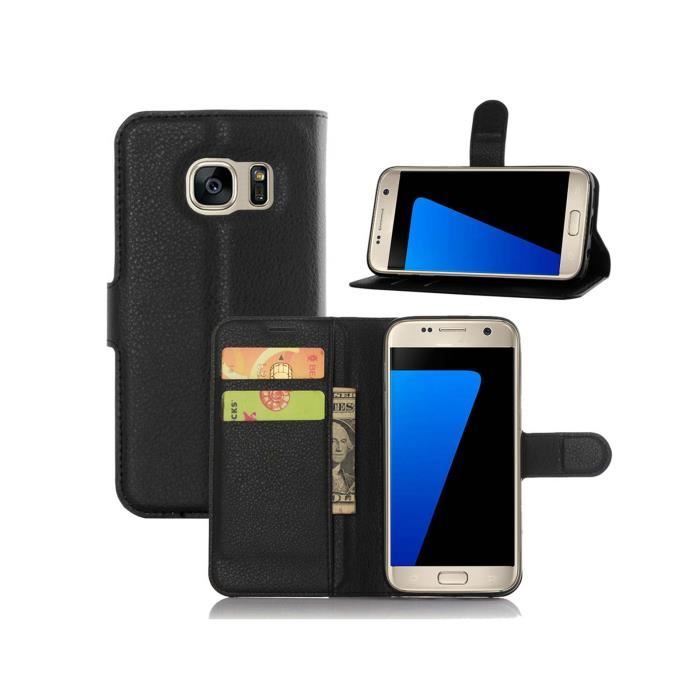 Bravoday Coque Galaxy S7 Housse en Cuir pour Galaxy S7 /à Rabat Rouge 3 emplacements Porte-Cartes et Monnaie avec Fermeture magn/étique