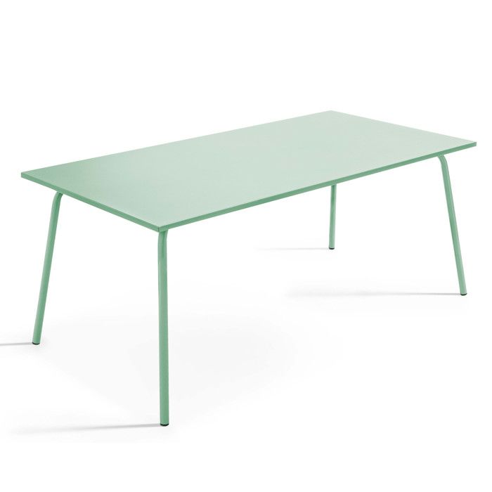 Oviala Table Basse Jardin PALAVAS Acier Vert Sauge 90 X 50 Cm – Design Industriel Anti-Corrosion – Extérieur Tendance