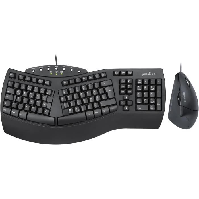 Kit + Clavier Ergonomique PERIXX PERIDUO 512 Filaire QWERTY